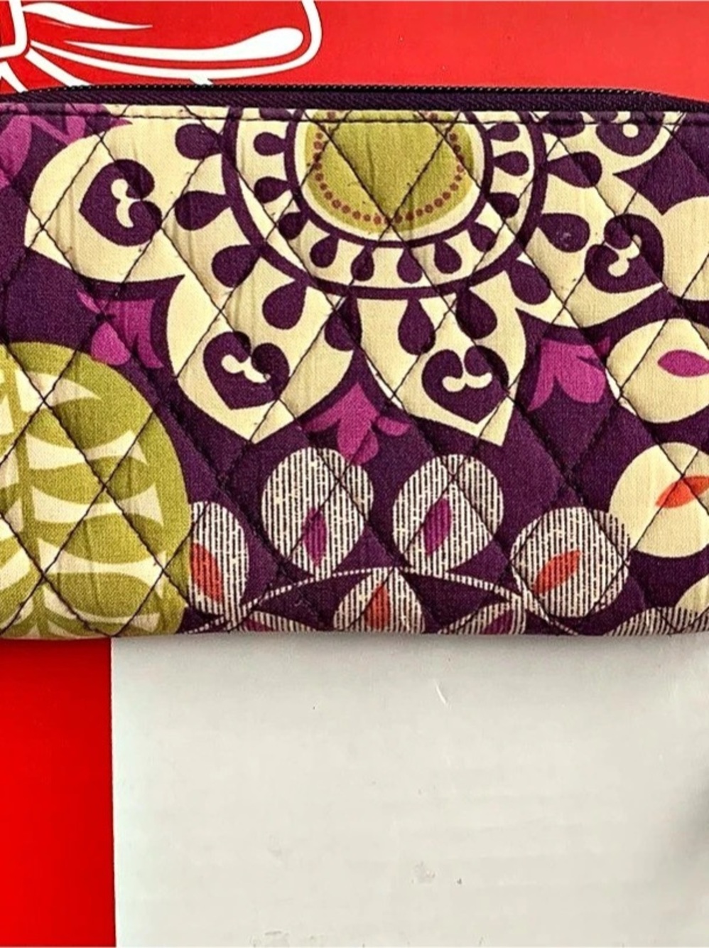 Vera Bradley Zip-Around Purse and Wallet Purple & Green Set
